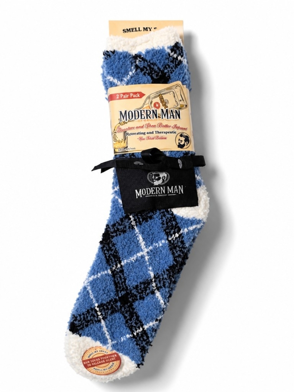 Modern Man Bourbon Shea Butter Infused Lounge Socks 2 Pair Pack Non Skid NWT